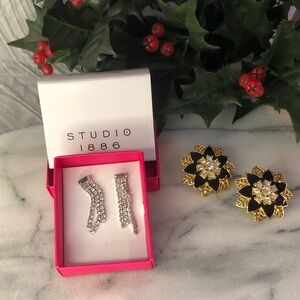 Vintage AVON Christmas holiday Poinsettia clip earrings & Waterfall Chandelier